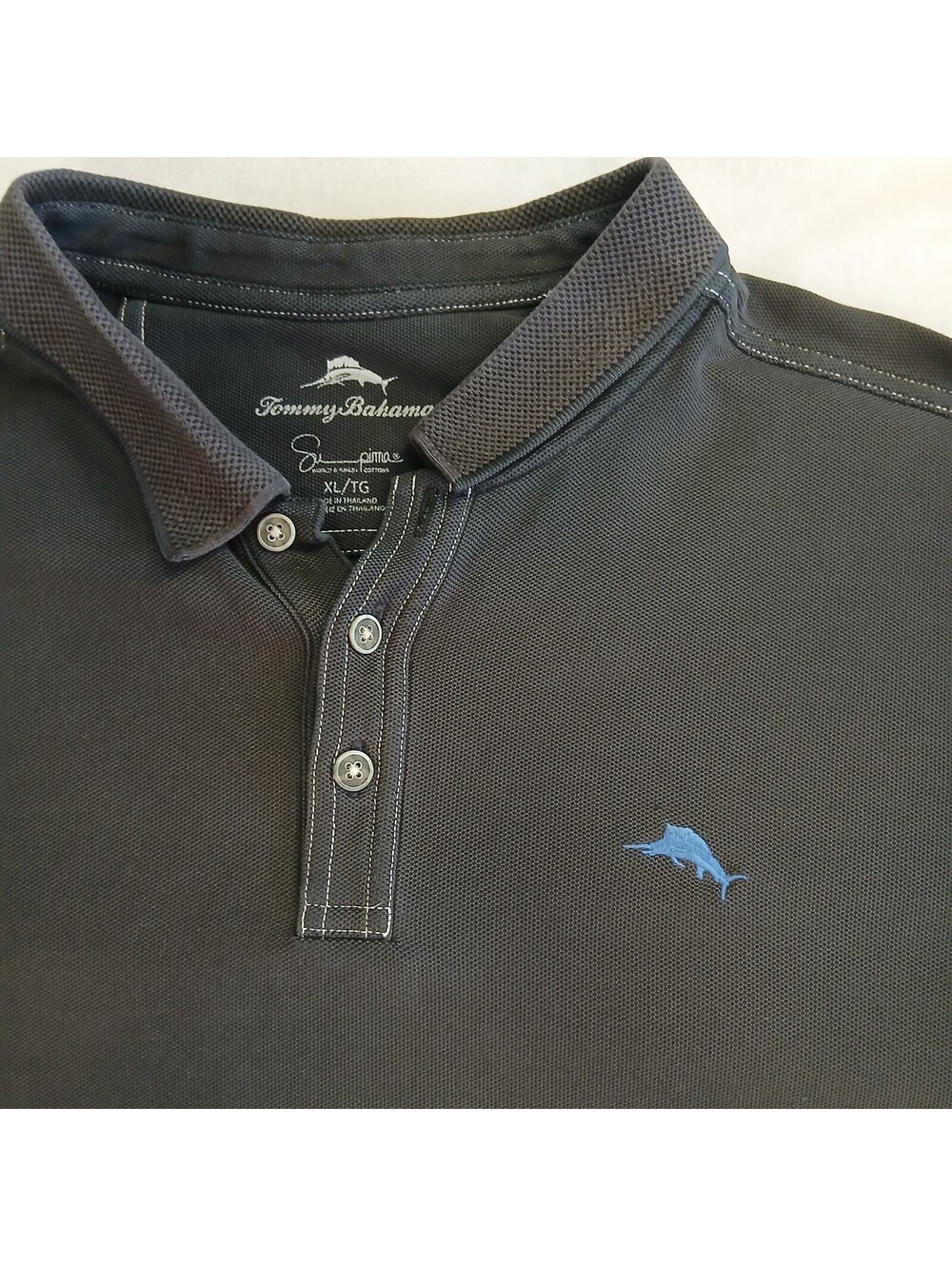 Tommy Bahama Emfielder Polo Men XL Gray IslandZone Pima Cotton Short Sleeve
